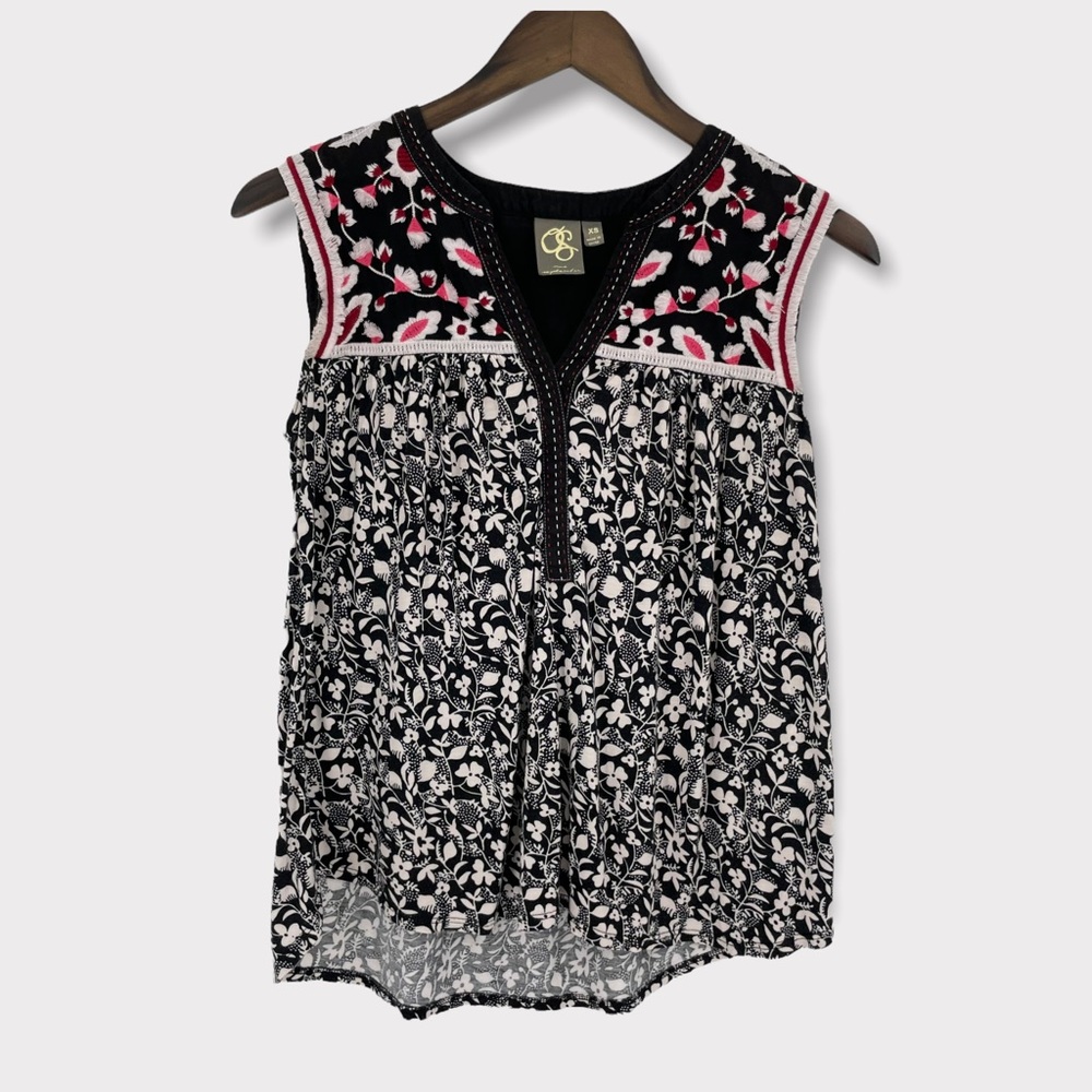 Anthropologie One September Austin Floral Embroidered Top Size XS - Picture 2 of 9